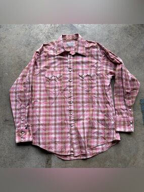 Rockmount Men's Shadow Plaid Dobby Lurex Western Shirt Ranch Wear USA
